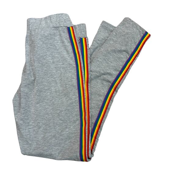 Primark Gray Leggings Rainbow Stripes Small Pride - Picture 1 of 4